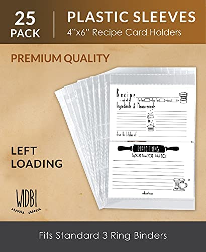 4x6 Recipe Card Protectors - 25 pack - Left Side Loading - Fits Standa –  widbi