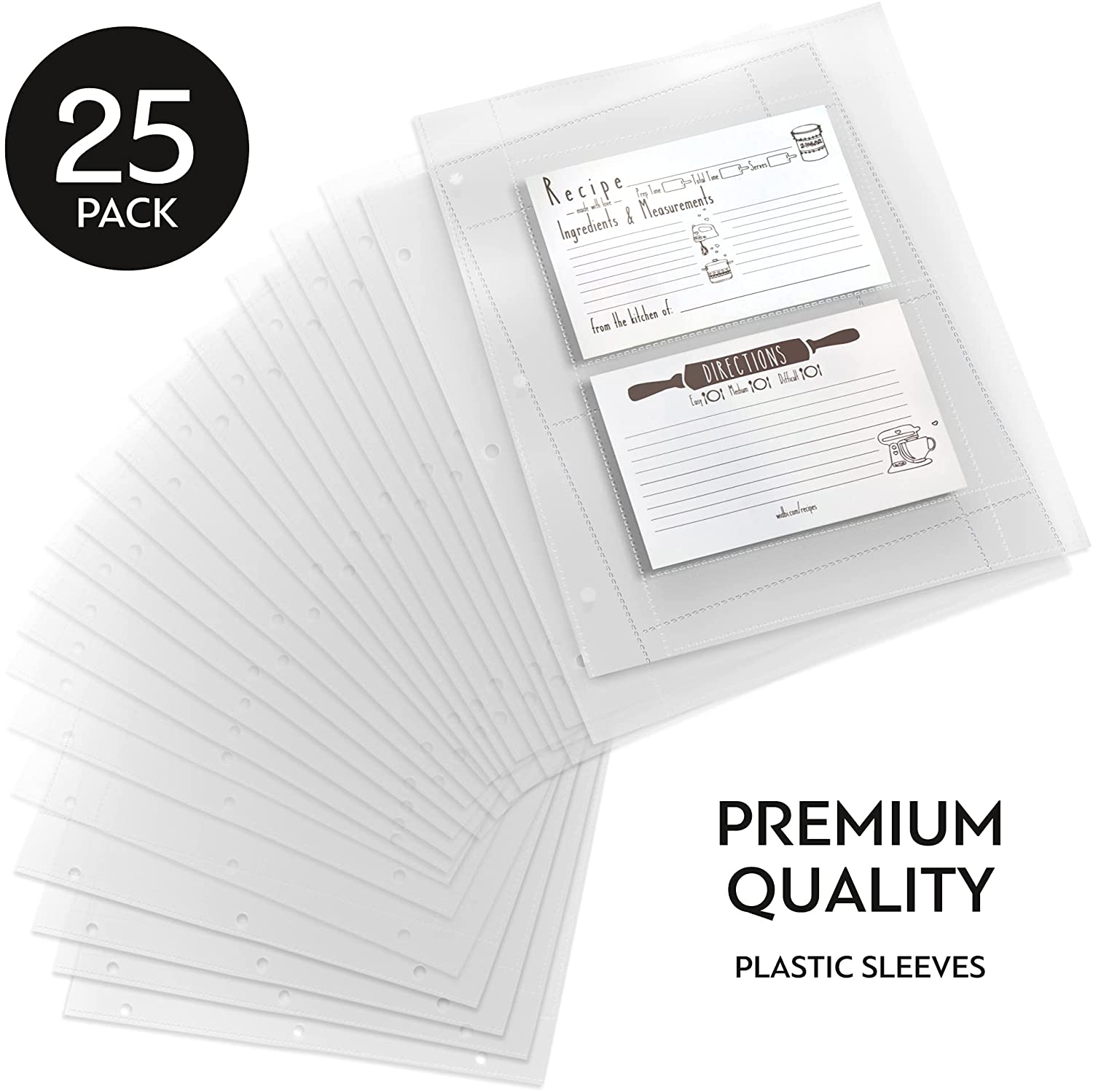 4x6 Recipe Card Protectors - 25 pack - Left Side Loading - Fits Standa –  widbi