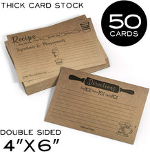 Load image into Gallery viewer, Replaceable Recipe Cards 4x6 Double Sided - 50 pcs - Quality Thick Card Stock - 14pt