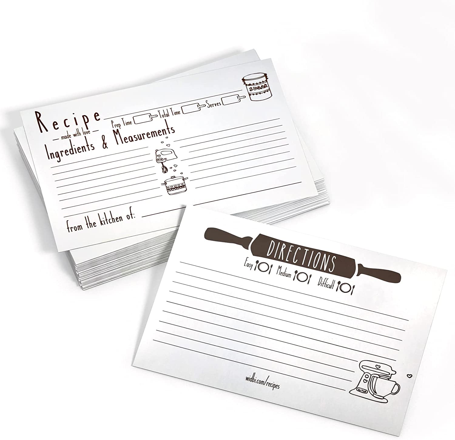 White Premium Thick Recipe Cards 4x6 Double Sided - 50 pcs