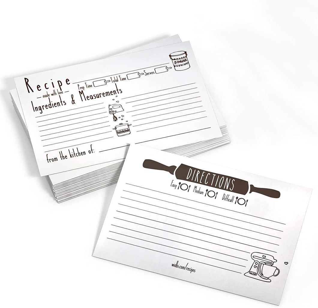 White Premium Thick Recipe Cards 4x6 Double Sided - 50 pcs - Quality Thick Card Stock